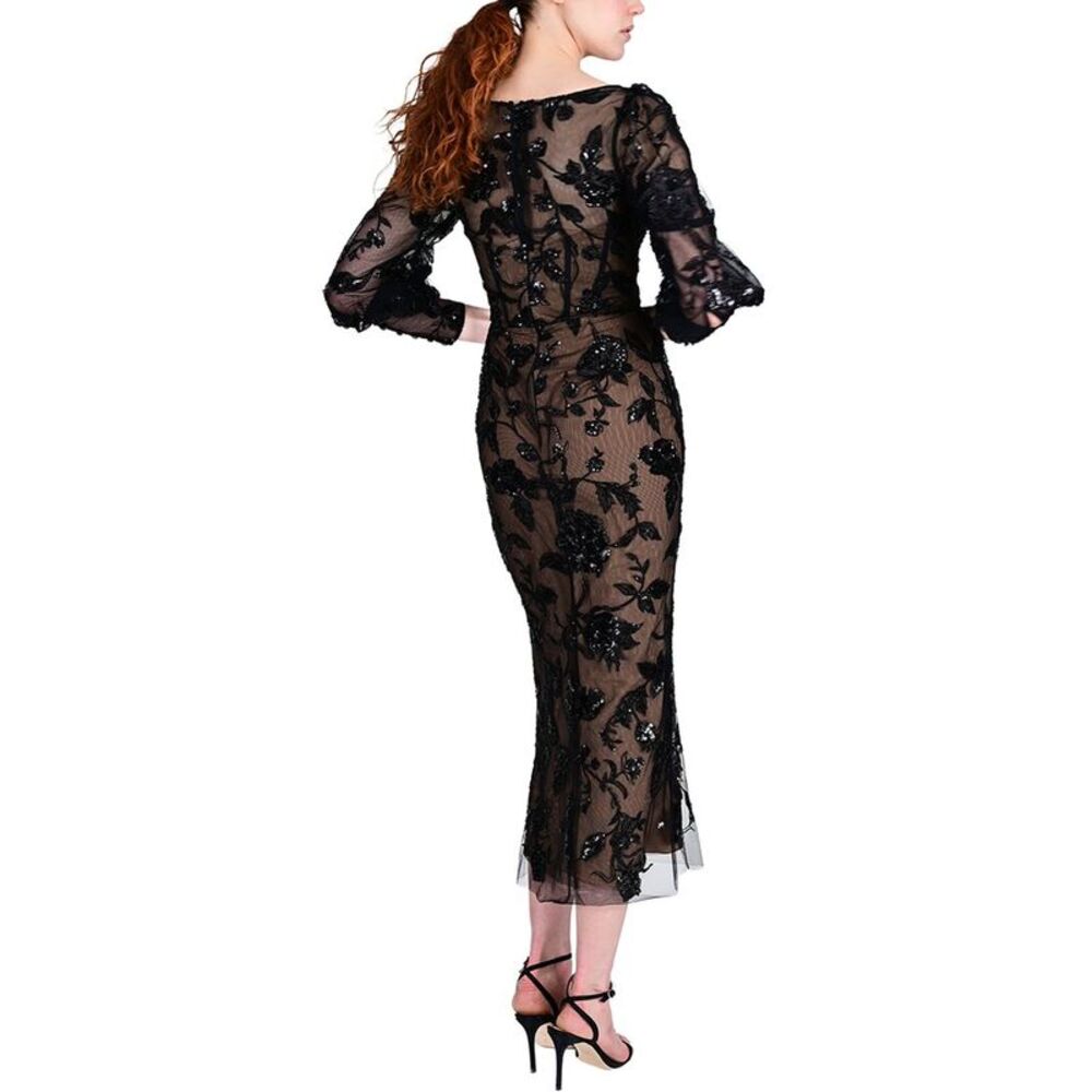 Marchesa Notte Womens Cocktail Dress, Black - Picture 2 of 3